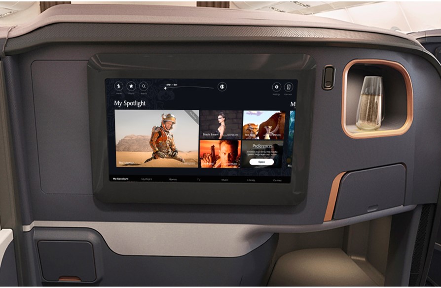 Business Class Cabin Seats Designed Entertainment with a personal touch