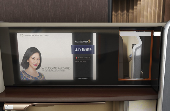 Singapore Airlines First Class KrisWorld inflight entertainment - LCD Screen & Internet Access