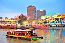 A Singapore river tour boat at Clarke Quay